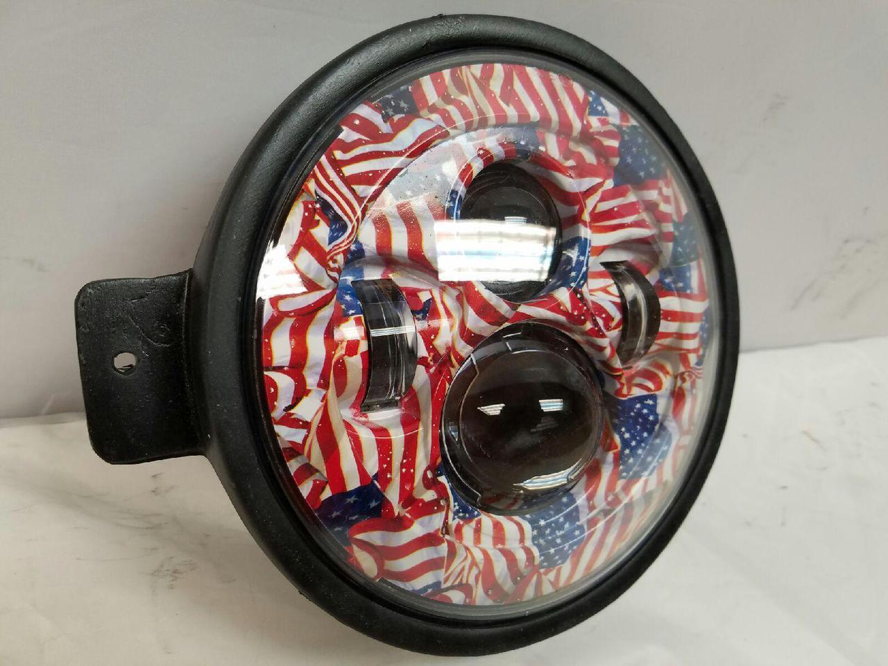 7" Kawasaki Voyager & Vaquero DAYMAKER Replacement Headlight American Flags LED Light Projector HID Bulb