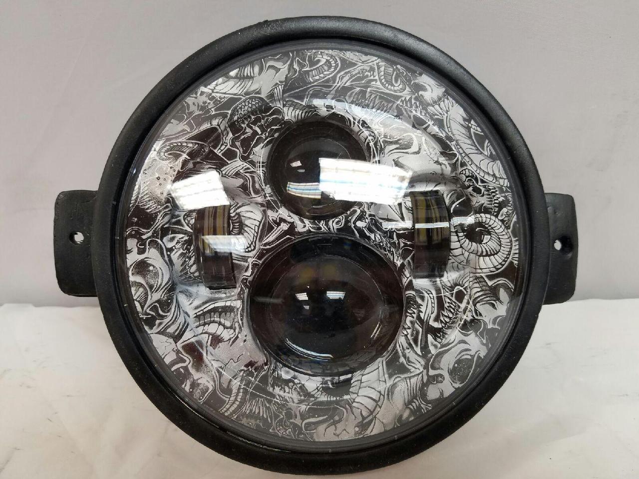 7" Rise of the Dead Kawasaki Voyager & Vaquero DAYMAKER Replacement Headlight American Flags LED Light Projector HID Bulb