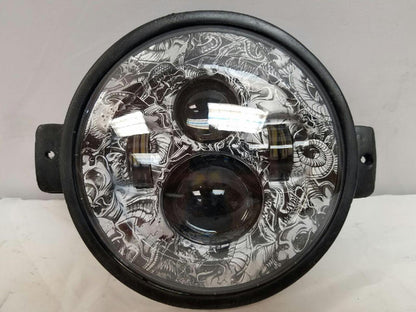 7" Rise of the Dead Kawasaki Voyager & Vaquero DAYMAKER Replacement Headlight American Flags LED Light Projector HID Bulb