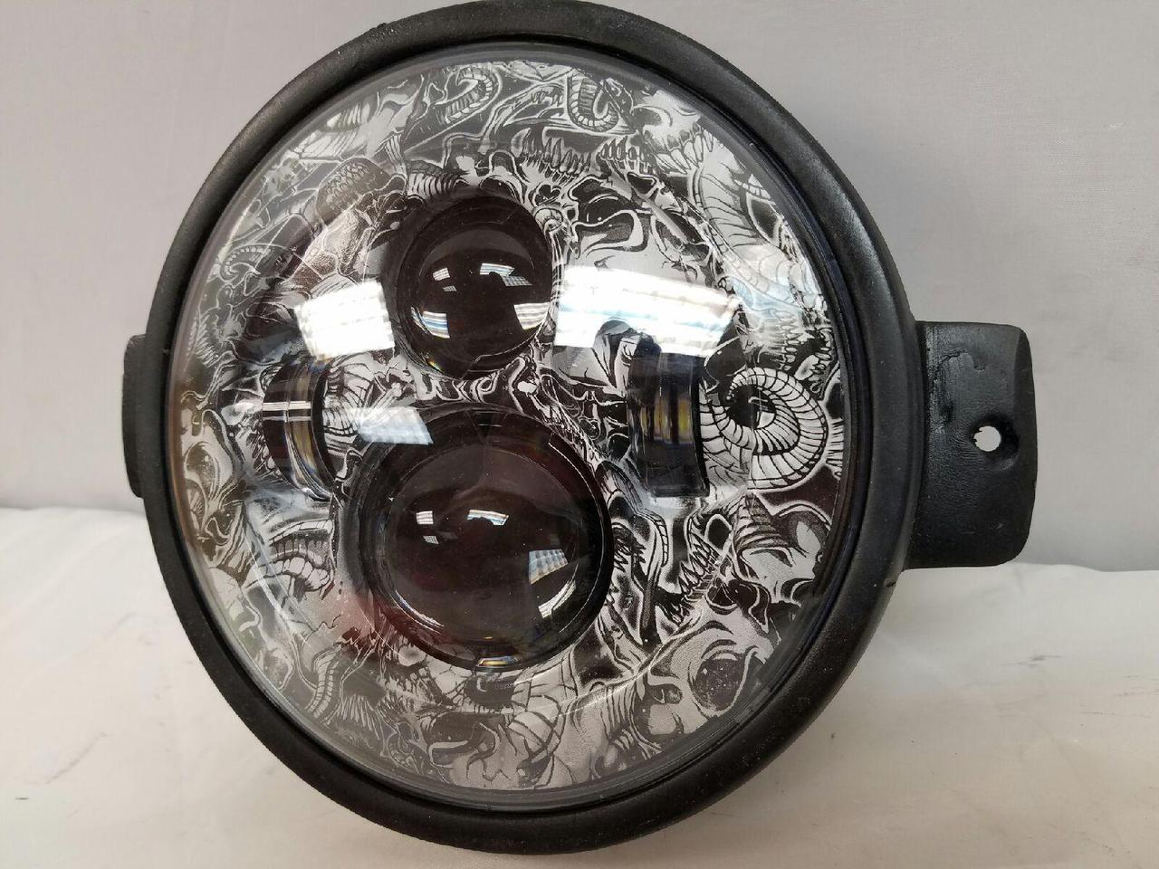 7" Rise of the Dead Kawasaki Voyager & Vaquero DAYMAKER Replacement Headlight American Flags LED Light Projector HID Bulb