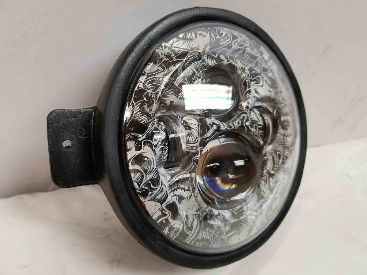 7" Rise of the Dead Kawasaki Voyager & Vaquero DAYMAKER Replacement Headlight American Flags LED Light Projector HID Bulb