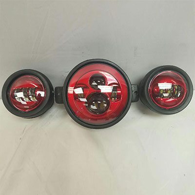 7" Kawasaki Voyager & Vaquero DAYMAKER Headlight   Dual 4.5" - 4 1/2" Auxiliary AUX Red Spot Passing LED Fog Lights SET
