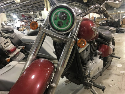 7" DAYMAKER Kawasaki Vulcan Nomad 800 Green with Green Halo HID LED Light Bulb Headlight Motorcycle