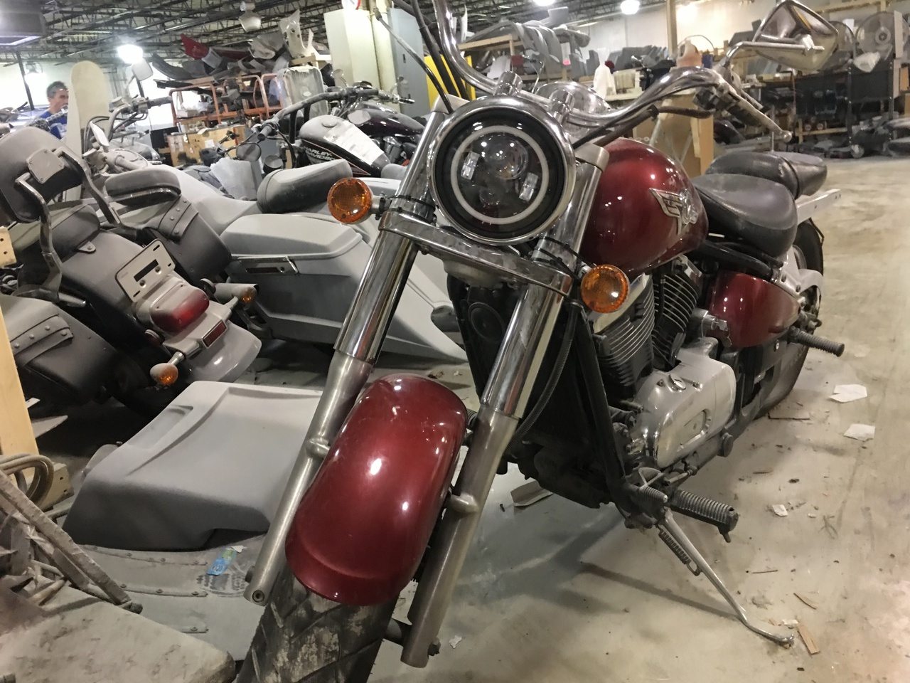 7" DAYMAKER Kawasaki Vulcan Nomad 800 Black With Red Halo HID LED Light Bulb Headlight Motorcycle