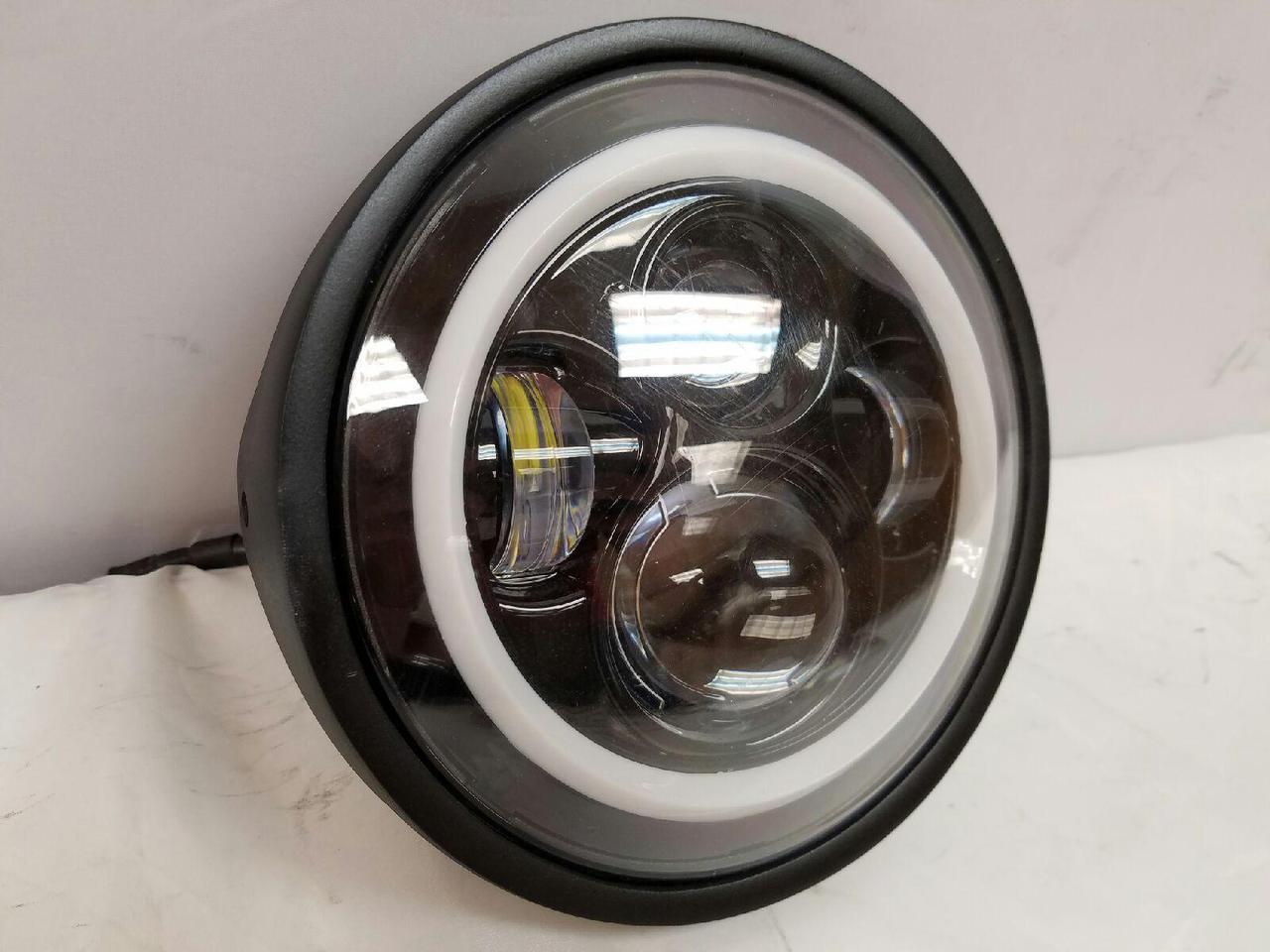 7" DAYMAKER Kawasaki Vulcan Nomad 800 Black With Red Halo HID LED Light Bulb Headlight Motorcycle