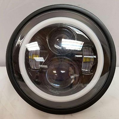 7" DAYMAKER Kawasaki Vulcan Nomad 800 Black With Red Halo HID LED Light Bulb Headlight Motorcycle