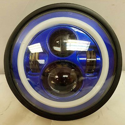 7" DAYMAKER Kawasaki Vulcan Nomad 800 Blue with Blue Halo HID LED Light Bulb Headlight Motorcycle