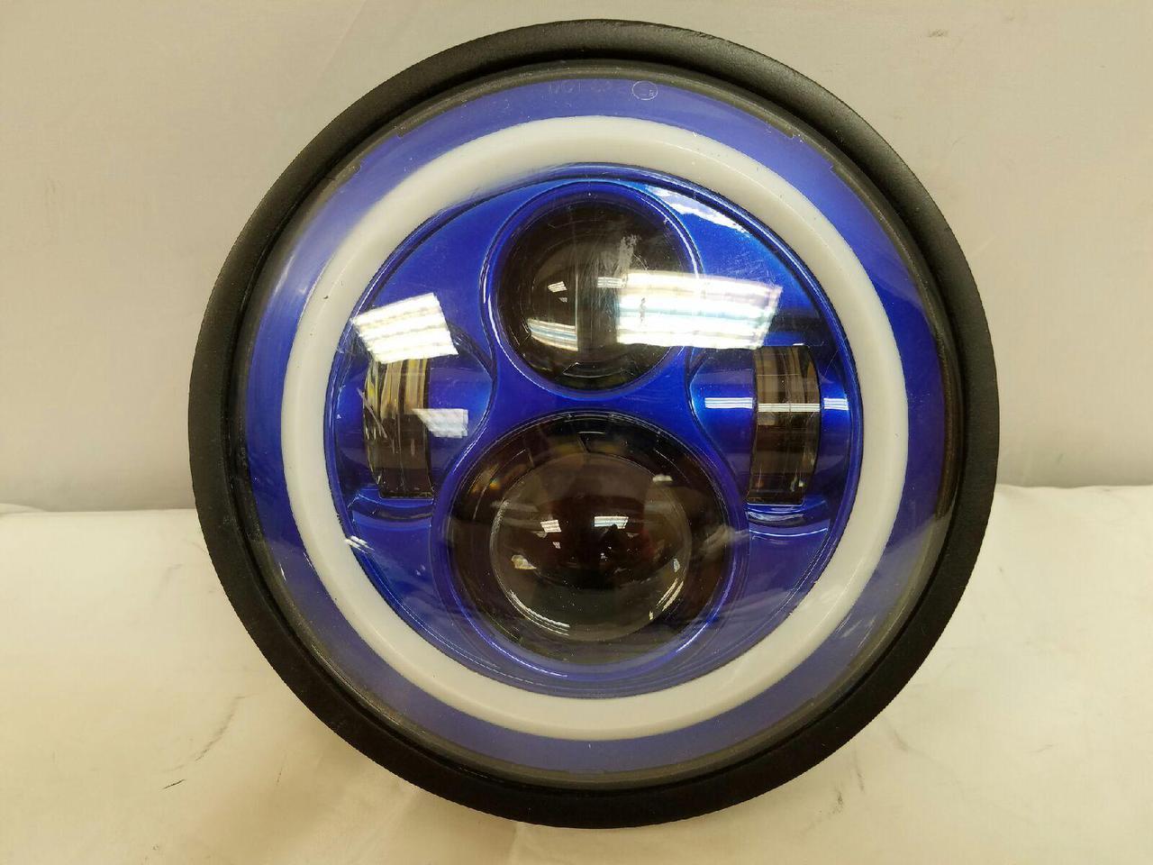 7" DAYMAKER Kawasaki Vulcan Nomad 800 Blue with Blue Halo HID LED Light Bulb Headlight Motorcycle