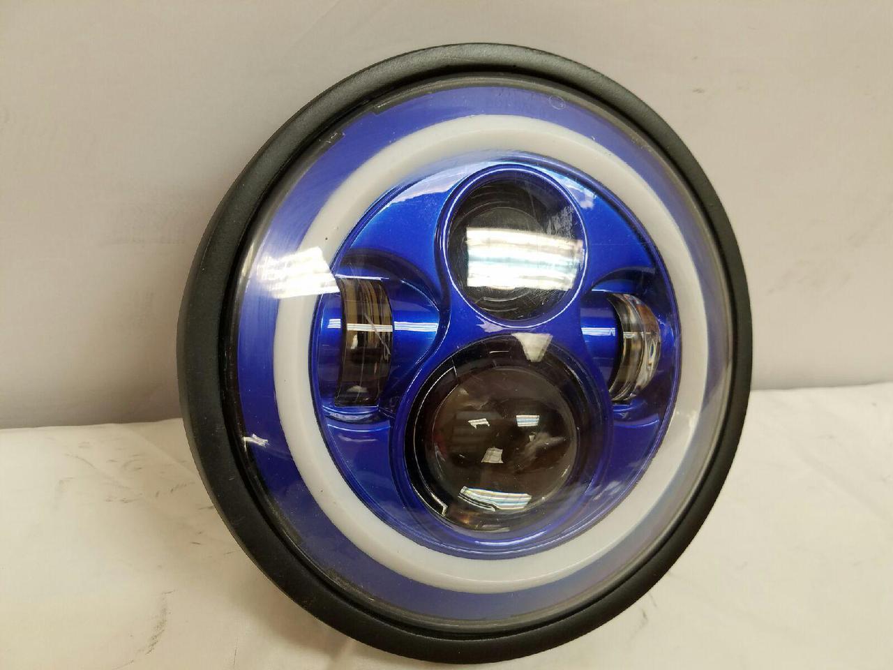 7" DAYMAKER Kawasaki Vulcan Nomad 800 Blue with Blue Halo HID LED Light Bulb Headlight Motorcycle