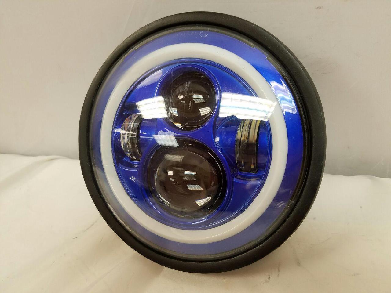 7" DAYMAKER Kawasaki Vulcan Nomad 800 Blue with Blue Halo HID LED Light Bulb Headlight Motorcycle