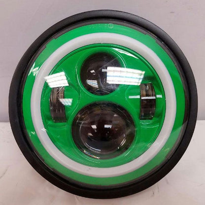 7" DAYMAKER Kawasaki Vulcan Nomad 800 Green with Green Halo HID LED Light Bulb Headlight Motorcycle