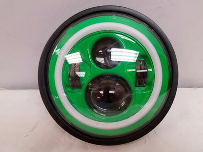 7" DAYMAKER Kawasaki Vulcan Nomad 800 Green with Green Halo HID LED Light Bulb Headlight Motorcycle