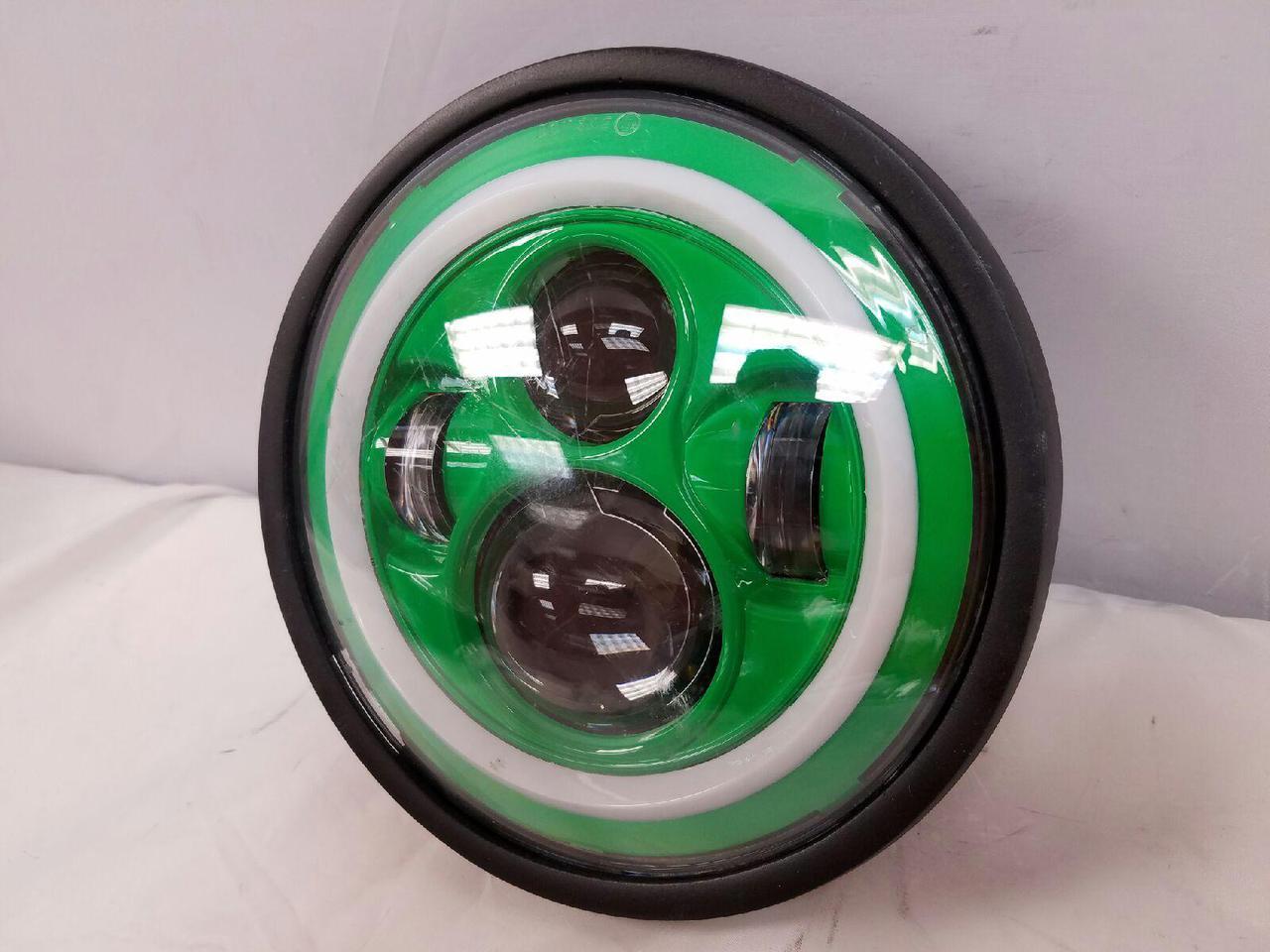 7" DAYMAKER Kawasaki Vulcan Nomad 800 Green with Green Halo HID LED Light Bulb Headlight Motorcycle