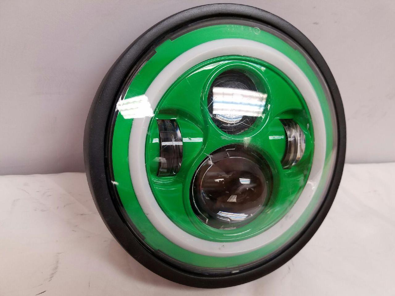 7" DAYMAKER Kawasaki Vulcan Nomad 800 Green with Green Halo HID LED Light Bulb Headlight Motorcycle