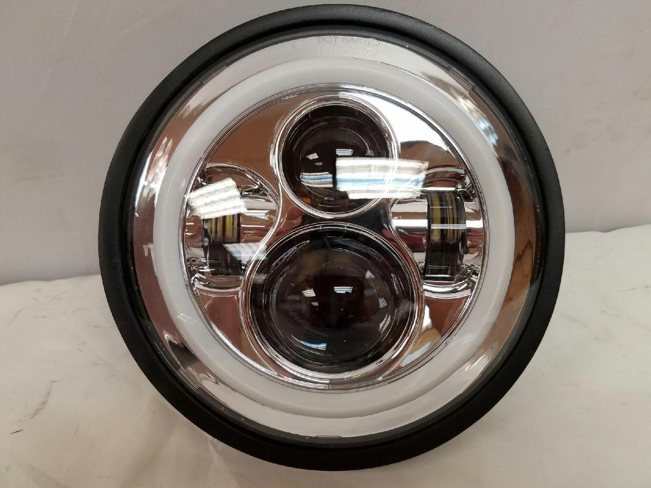 7" DAYMAKER Kawasaki Vulcan Nomad 800 Chrome With Pink Halo HID LED Light Bulb Headlight Motorcycle