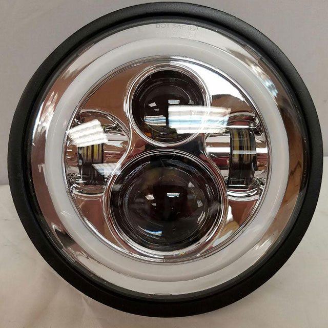 7" DAYMAKER Kawasaki Vulcan Nomad 800 Chrome With White Halo HID LED Light Bulb Headlight Motorcycle