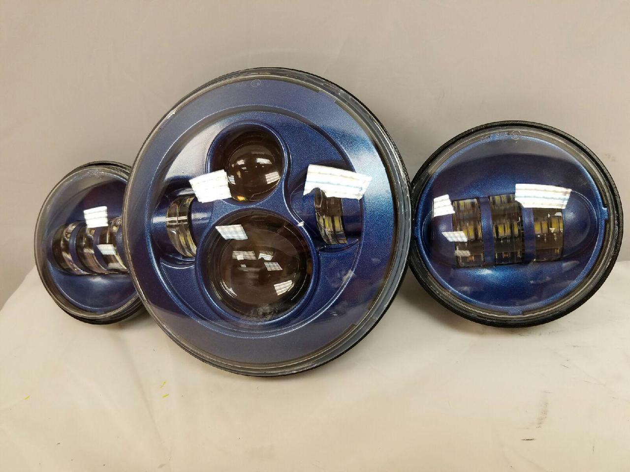 7" DAYMAKER Color Matched 2017 CVO 3 PIECE SET Cobalt Indigo Blue LED Light Bulb Headlight Motorcycle Harley