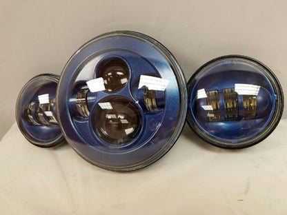 7" DAYMAKER Color Matched 2017 CVO 3 PIECE SET Cobalt Indigo Blue LED Light Bulb Headlight Motorcycle Harley