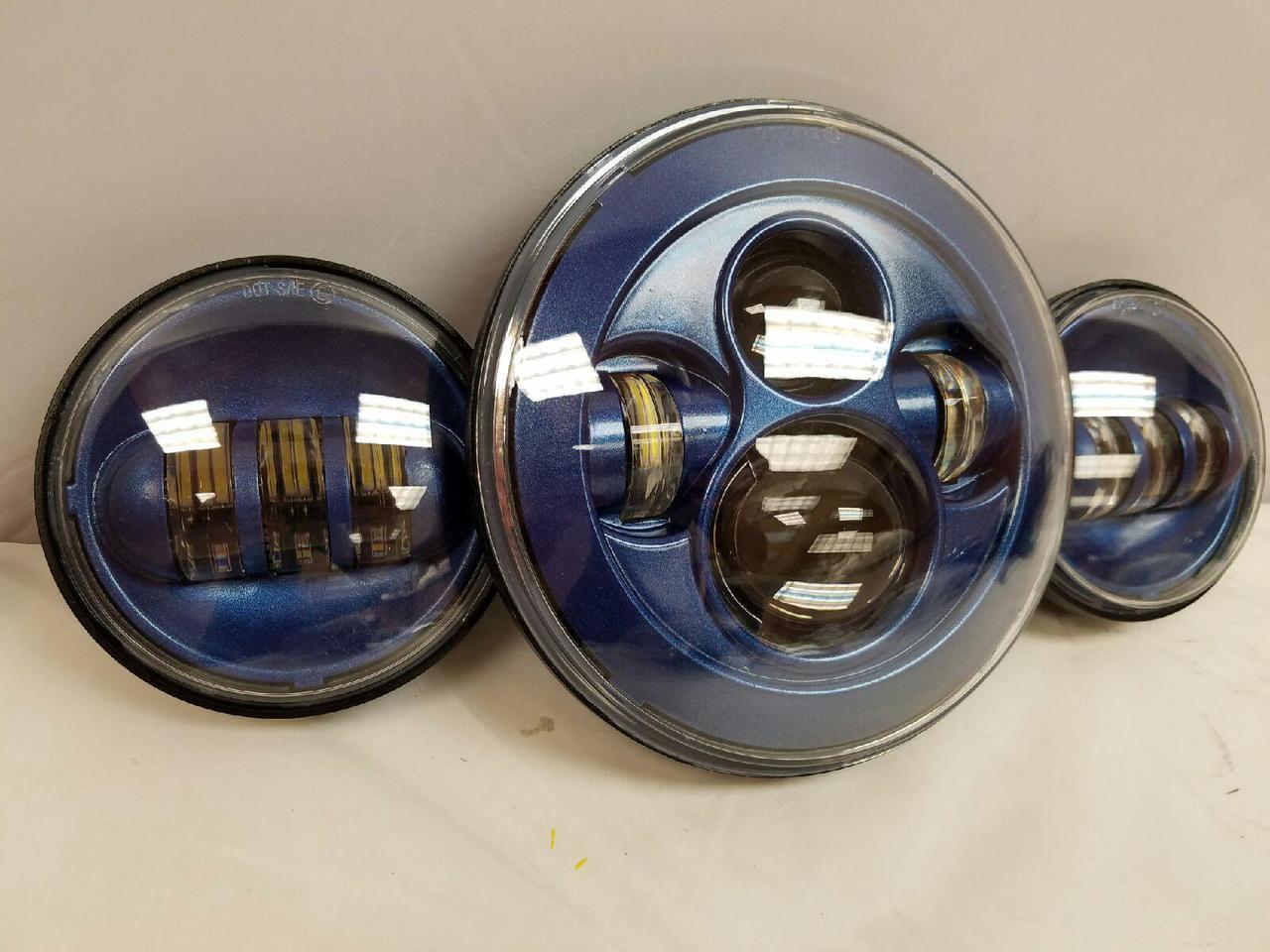 7" DAYMAKER Color Matched 2017 CVO 3 PIECE SET Cobalt Indigo Blue LED Light Bulb Headlight Motorcycle Harley