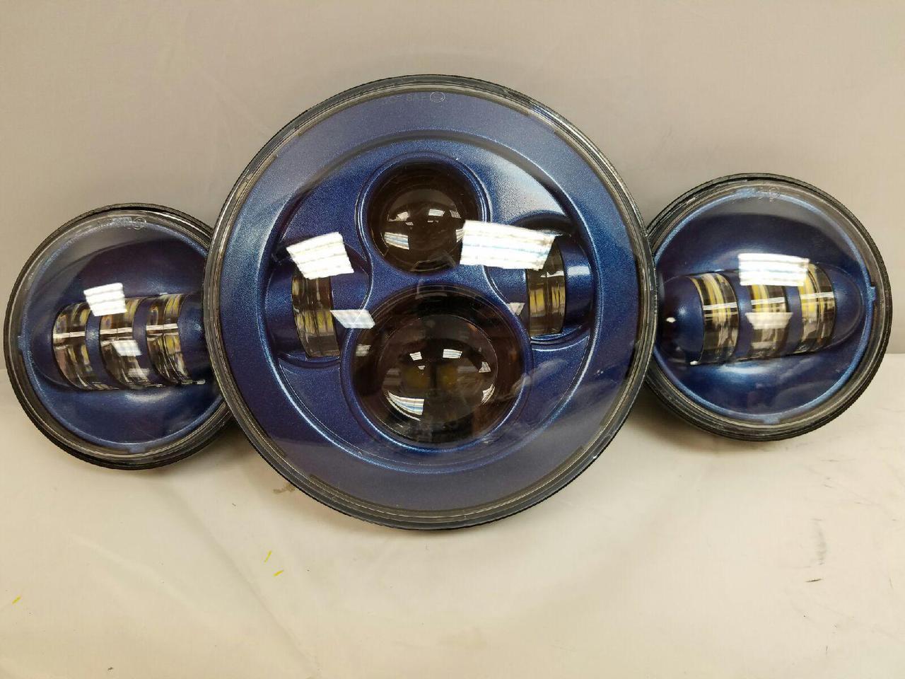 7" DAYMAKER Color Matched 2017 CVO 3 PIECE SET Cobalt Indigo Blue LED Light Bulb Headlight Motorcycle Harley