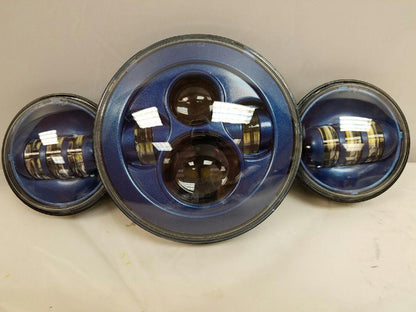 7" DAYMAKER Color Matched 2017 CVO 3 PIECE SET Cobalt Indigo Blue LED Light Bulb Headlight Motorcycle Harley