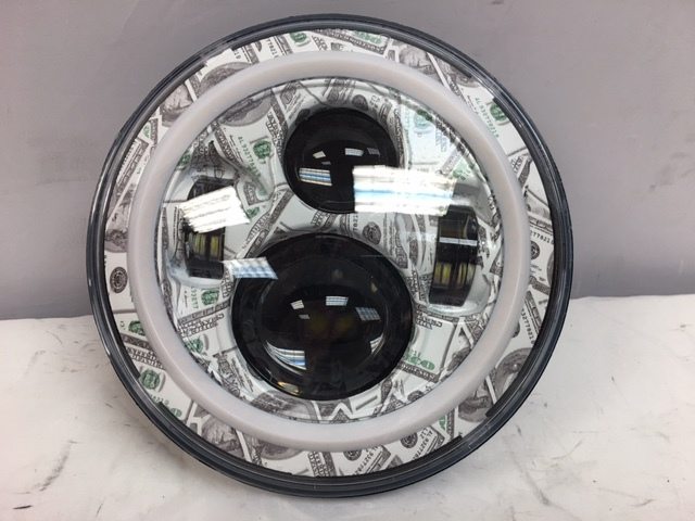 7" DAYMAKER Custom Big Money Daymaker Design With Orange Halo Projector HID LED Light Bulb Headlight Motorcycle Harley