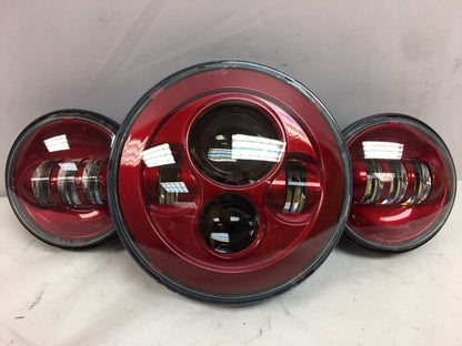 7" DAYMAKER Color Matched 3 PIECE SET Velocity Red LED Light Bulb Headlight Motorcycle Harley