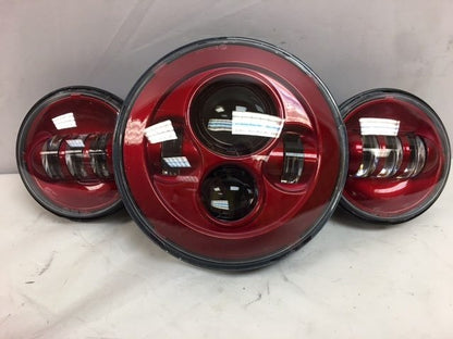 7" DAYMAKER Color Matched 3 PIECE SET Velocity Red LED Light Bulb Headlight Motorcycle Harley