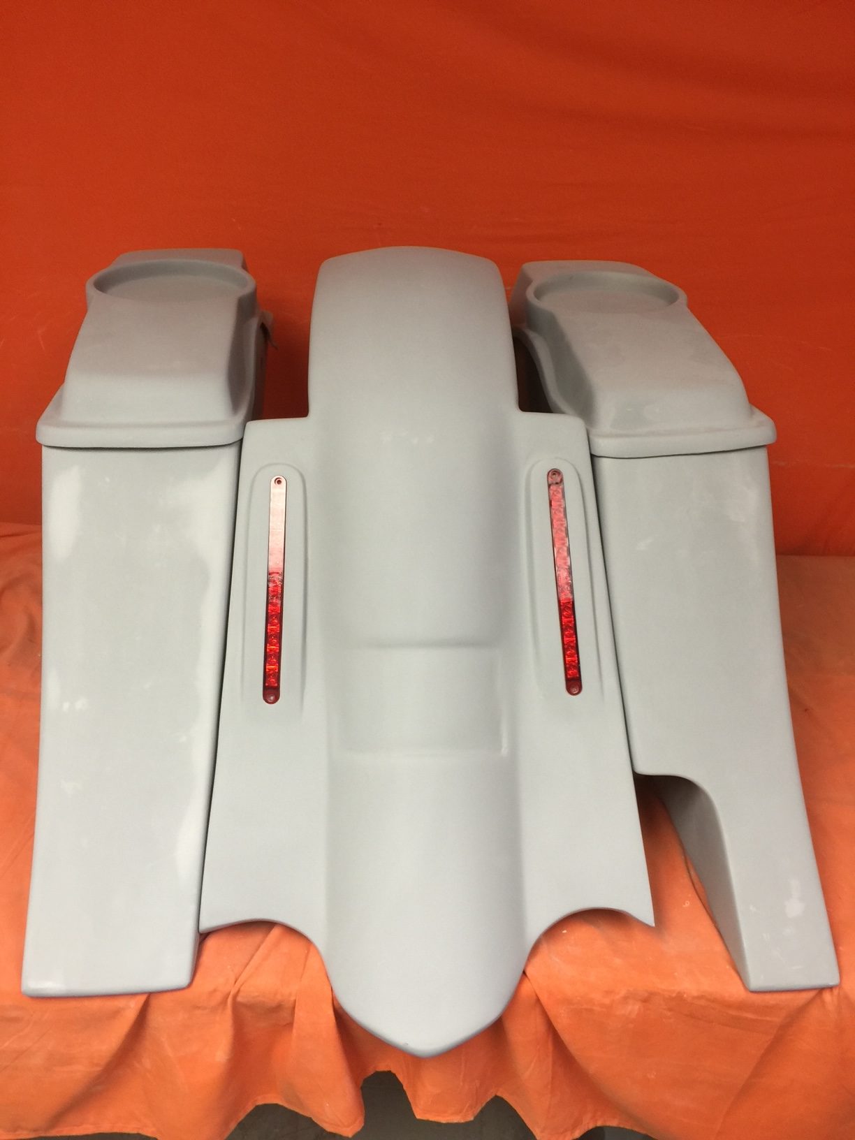 Honda Shadow Sabre 1100 6" Extended Saddlebags Out & Down Bags   LED Rear Fender Right Cut Out  6 x 9 Lids