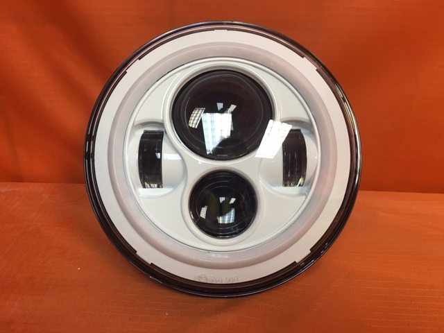 7" DAYMAKER Replacement WHITE With WHITE Halo Projector HID LED Light Bulb Headlight Motorcycle Harley