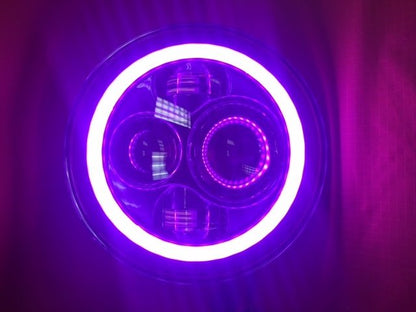 7" DAYMAKER Kawasaki Vulcan Nomad 800 Chrome With Pink Halo HID LED Light Bulb Headlight Motorcycle