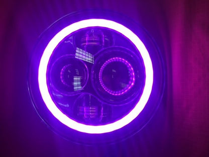7" DAYMAKER Replacement PURPLE With PURPLE Halo Projector HID LED Light Bulb Headlight Motorcycle Harley