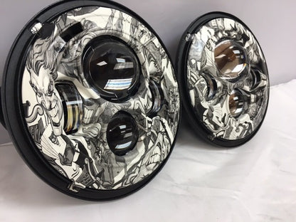 7'' JOKER DESIGN Suzuki Sierra Fits: Jeep Wrangler JK CJ TJ LED Rubicon Projector Daymaker Headlights Pair / Set