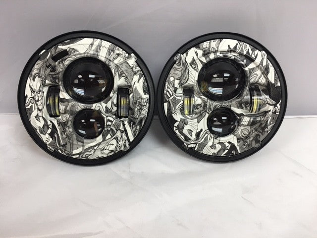 7'' JOKER DESIGN Suzuki Sierra Fits: Jeep Wrangler JK CJ TJ LED Rubicon Projector Daymaker Headlights Pair / Set