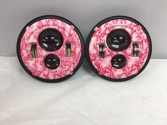 7'' BREAST CANCER AWARNESS DESIGN Suzuki Sierra Fits: Jeep Wrangler JK CJ TJ LED Rubicon Projector Daymaker Headlights Pair / Set