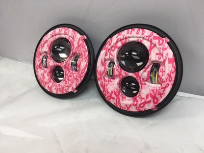 7'' BREAST CANCER AWARNESS DESIGN Suzuki Sierra Fits: Jeep Wrangler JK CJ TJ LED Rubicon Projector Daymaker Headlights Pair / Set