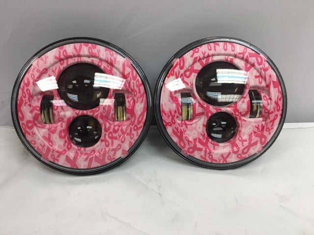 7'' BREAST CANCER AWARNESS DESIGN Suzuki Sierra Fits: Jeep Wrangler JK CJ TJ LED Rubicon Projector Daymaker Headlights Pair / Set