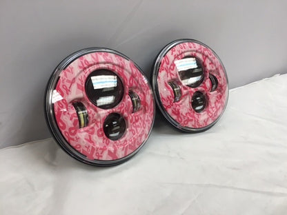 7'' BREAST CANCER AWARNESS DESIGN Suzuki Sierra Fits: Jeep Wrangler JK CJ TJ LED Rubicon Projector Daymaker Headlights Pair / Set