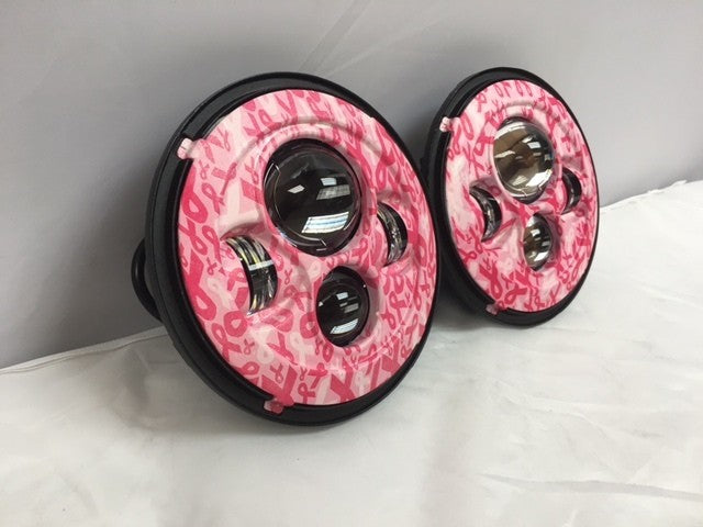 7'' BREAST CANCER AWARNESS DESIGN Suzuki Sierra Fits: Jeep Wrangler JK CJ TJ LED Rubicon Projector Daymaker Headlights Pair / Set