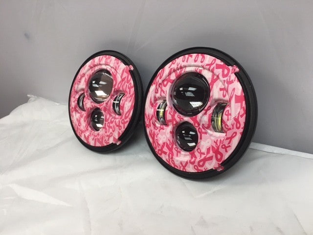 7'' BREAST CANCER AWARNESS DESIGN Suzuki Sierra Fits: Jeep Wrangler JK CJ TJ LED Rubicon Projector Daymaker Headlights Pair / Set