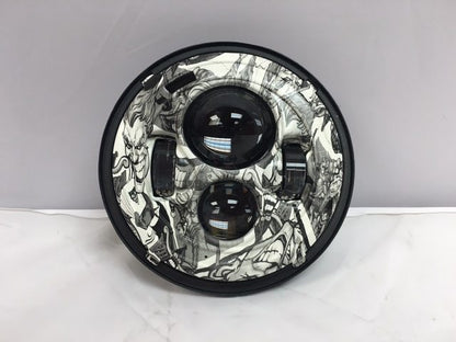 7" DAYMAKER Replacement Joker Design Projector HID LED Light Bulb Headlight Motorcycle Harley