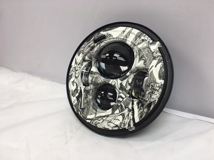 7" DAYMAKER Replacement Joker Design Projector HID LED Light Bulb Headlight Motorcycle Harley