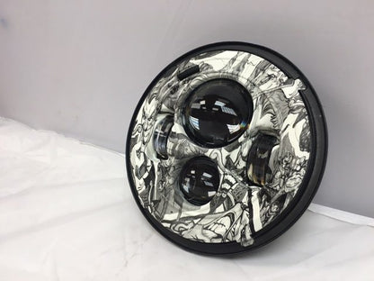 7" DAYMAKER Replacement Joker Design Projector HID LED Light Bulb Headlight Motorcycle Harley