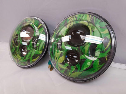 7'' WEED DESIGN Suzuki Sierra Fits: Jeep Wrangler JK CJ TJ LED Rubicon Projector Daymaker Headlights Pair / Set