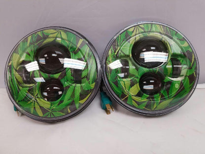 7'' WEED DESIGN Suzuki Sierra Fits: Jeep Wrangler JK CJ TJ LED Rubicon Projector Daymaker Headlights Pair / Set