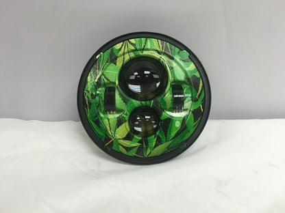 7" DAYMAKER Replacement Weed Design Projector HID LED Light Bulb Headlight Motorcycle Harley
