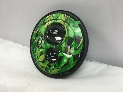 7" DAYMAKER Replacement Weed Design Projector HID LED Light Bulb Headlight Motorcycle Harley