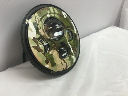 7" DAYMAKER Replacement Camo Design Projector HID LED Light Bulb Headlight Motorcycle Harley