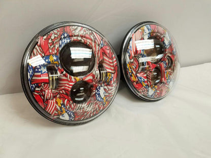 7'' AMERICAN PRIDE DESIGN Suzuki Sierra Fits: Jeep Wrangler JK CJ TJ LED Rubicon Projector Daymaker Headlights Pair / Set