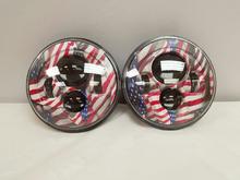 7'' AMERICAN FLAG USA DESIGN Suzuki Sierra Fits: Jeep Wrangler JK CJ TJ LED Rubicon Projector Daymaker Headlights Pair / Set